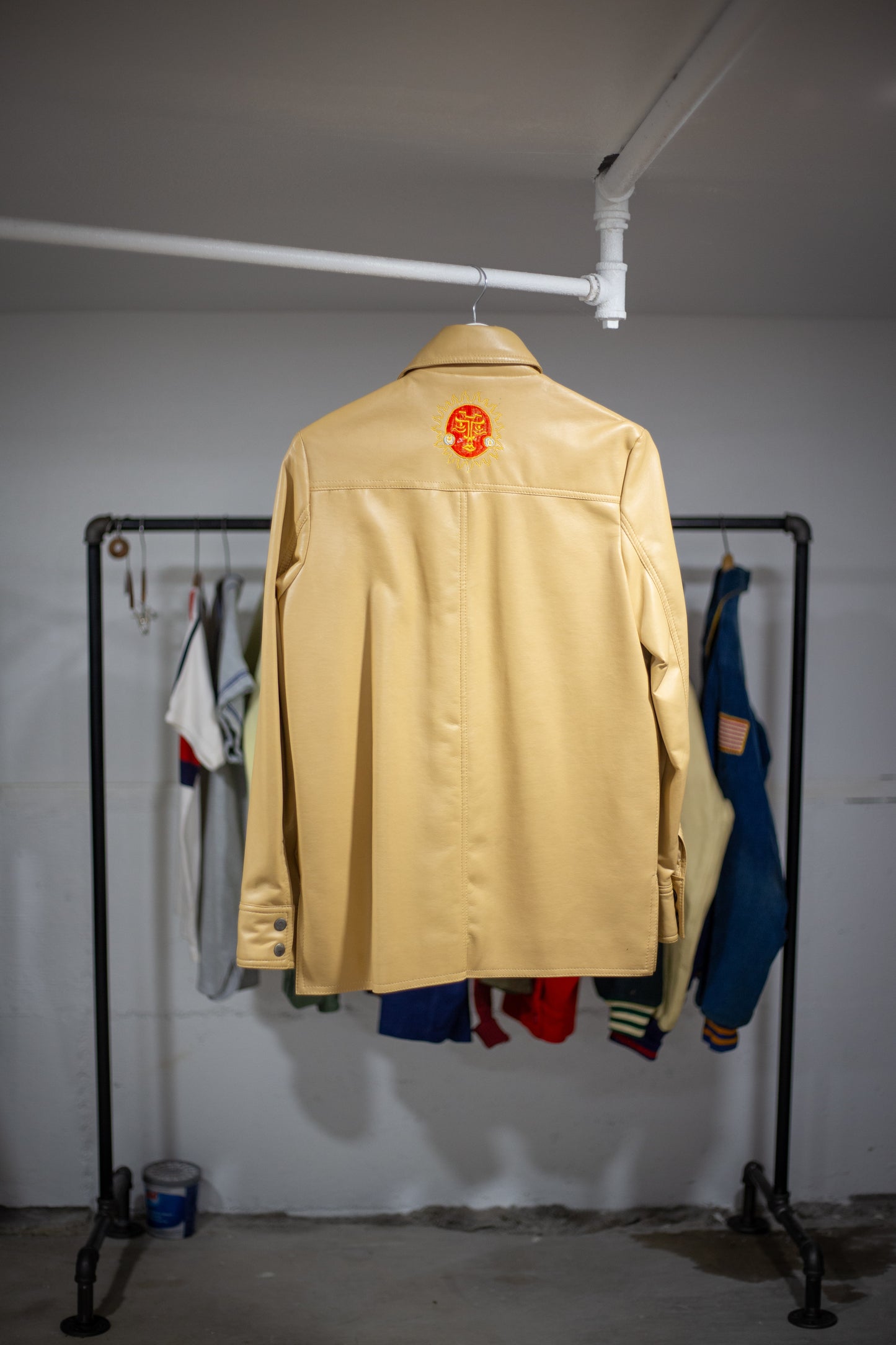 70's Man-Lee Poly Vinyl Snap Button Shirt | Medium