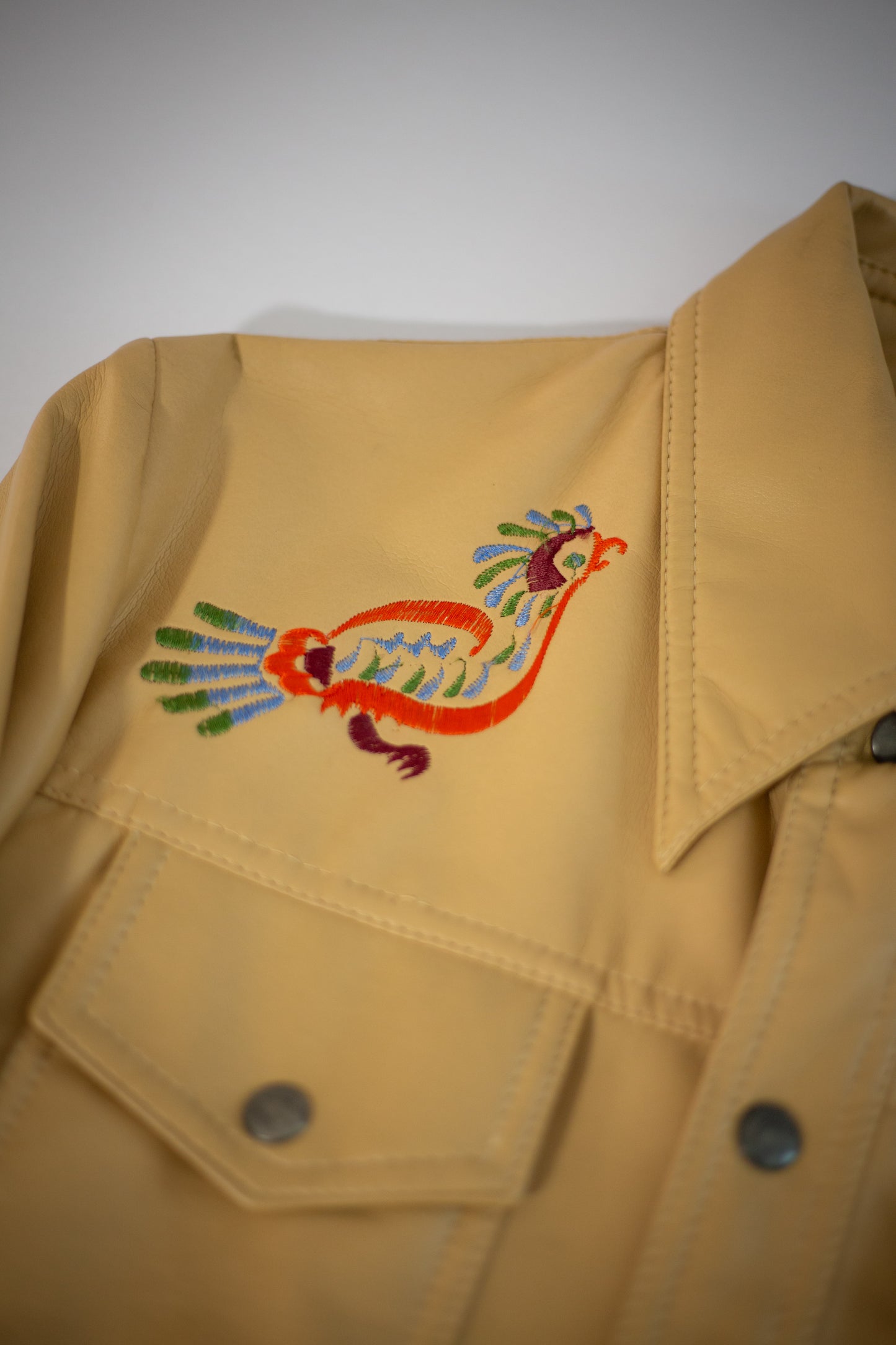 70's Man-Lee Poly Vinyl Snap Button Shirt | Medium
