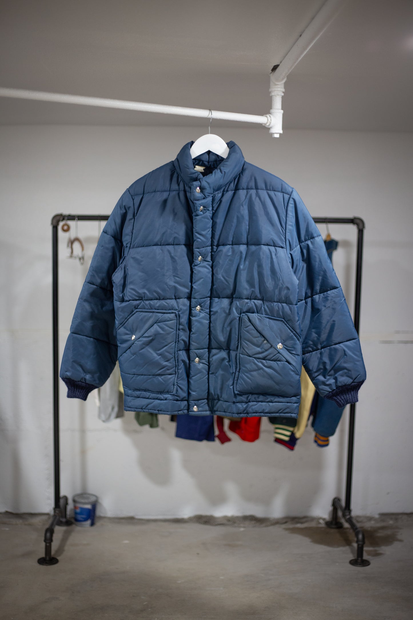 70's Double Zip Puffer Jacket | Large