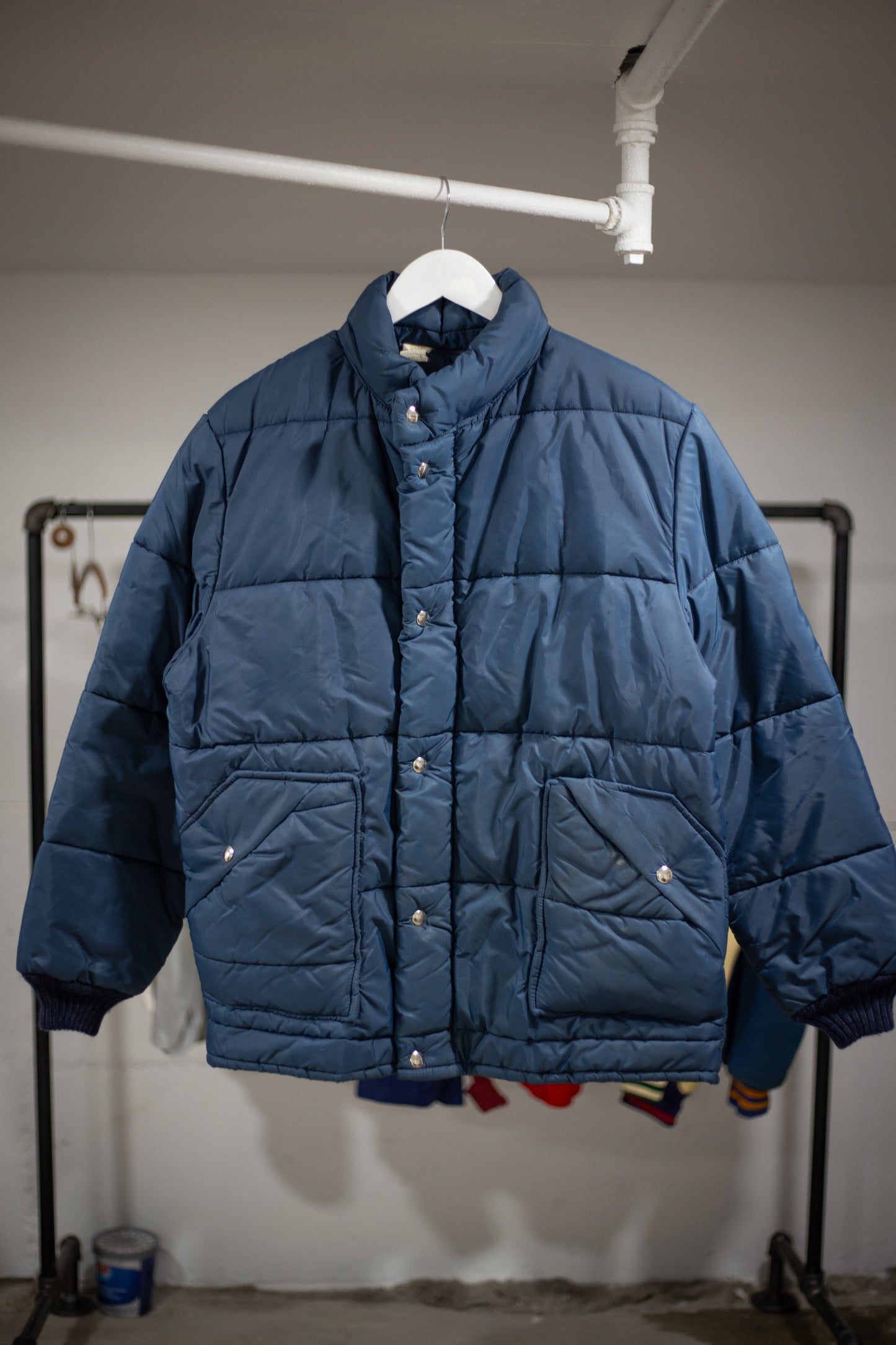 70's Double Zip Puffer Jacket | Large