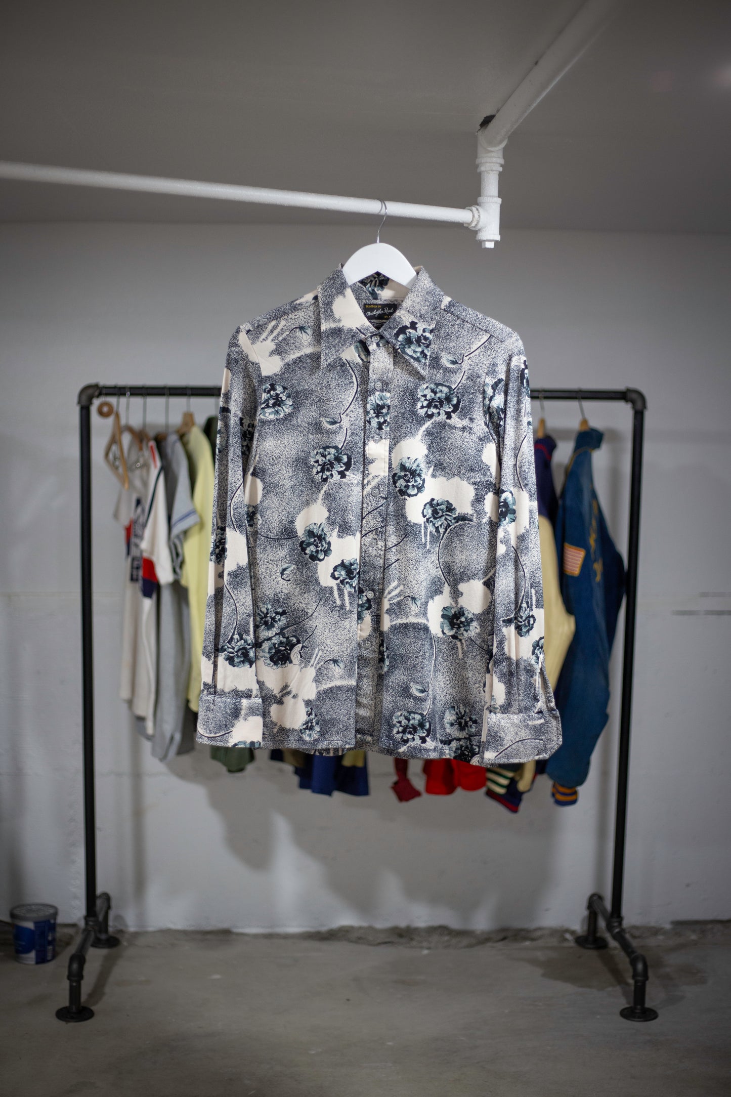 70's Christopher Rand Floral Nylon Shirt | Small