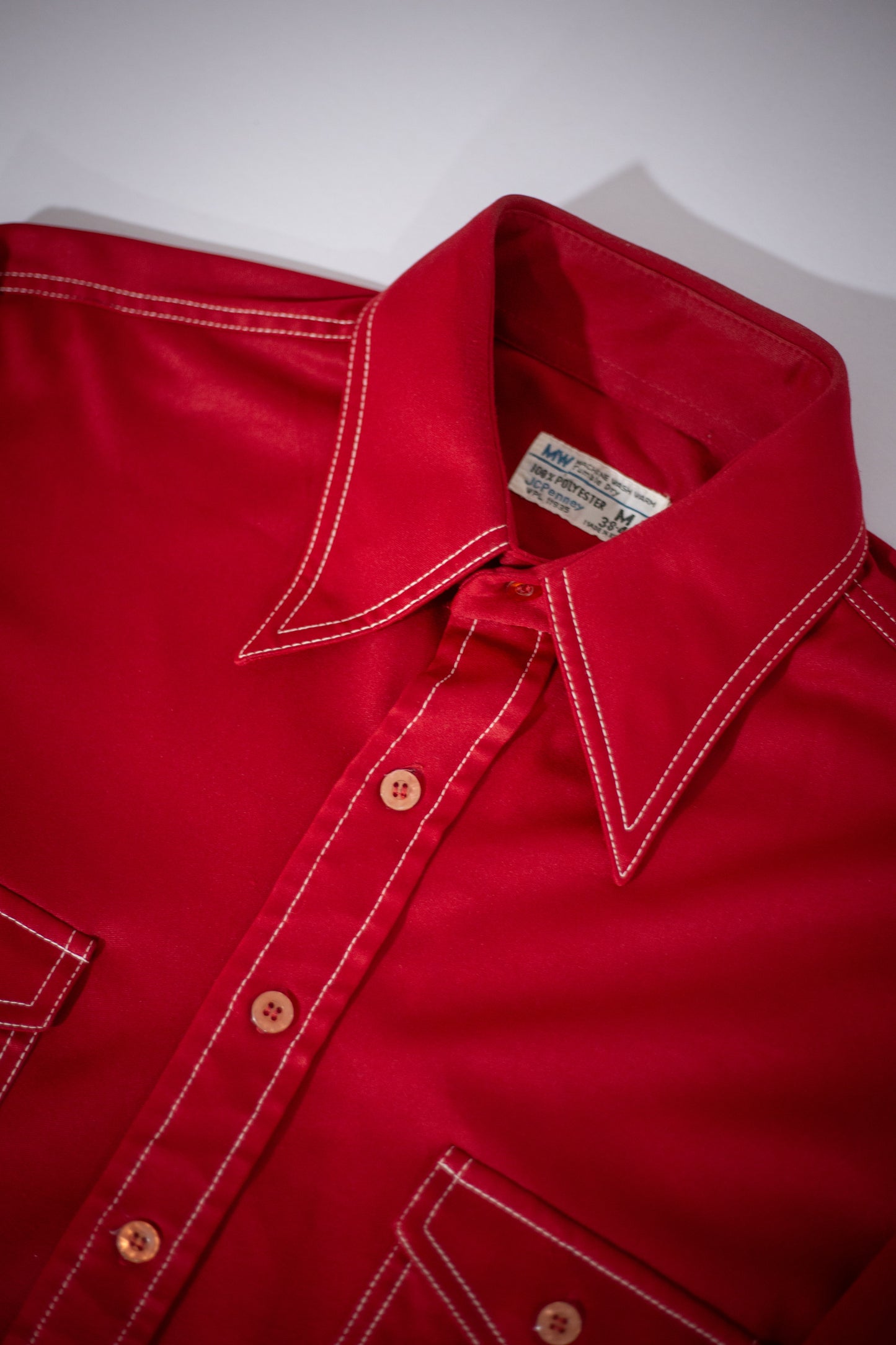 70's JCPenney Polyester Button-Up Shirt | Medium/Large