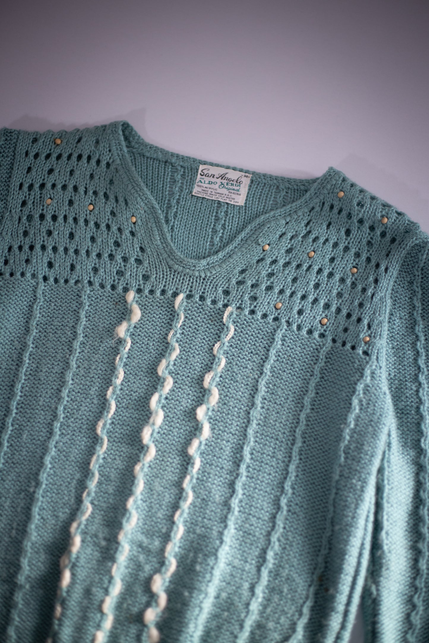 70's San Angelo Aldo Verdi Beaded Sweater | Medium