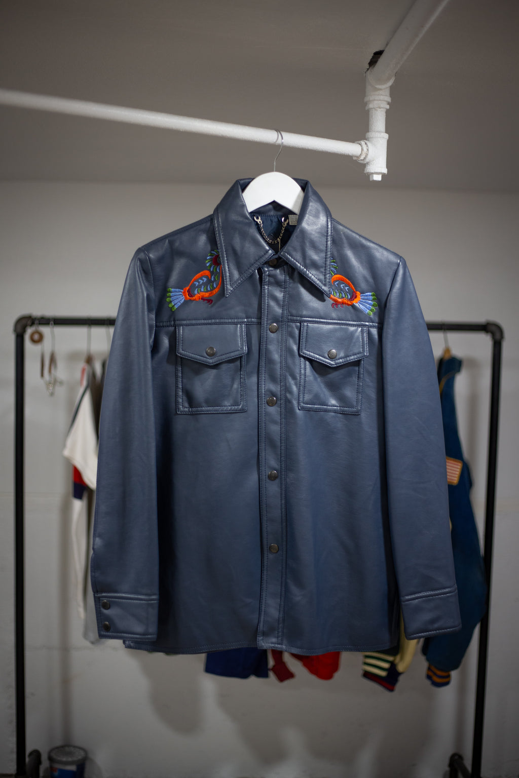 70's/80's Man-Lee Poly Vinyl Snap Button Shirt | Medium
