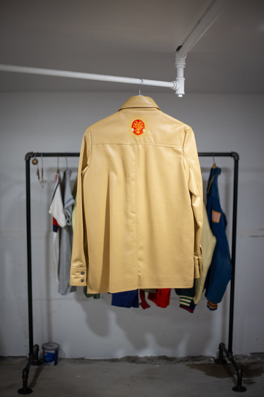 70's Man-Lee Poly Vinyl Snap Button Shirt | Medium