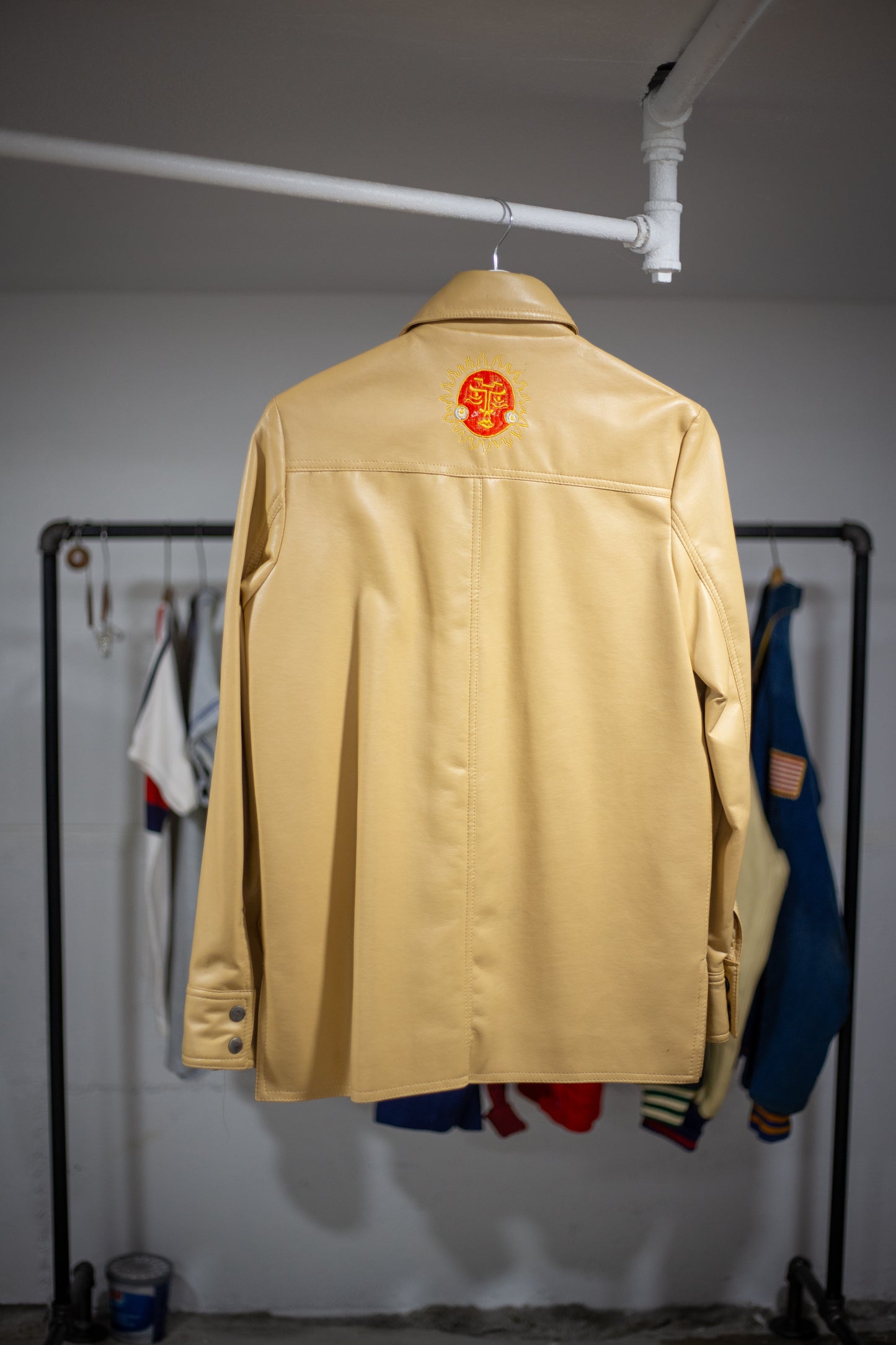 70's Man-Lee Poly Vinyl Snap Button Shirt | Medium