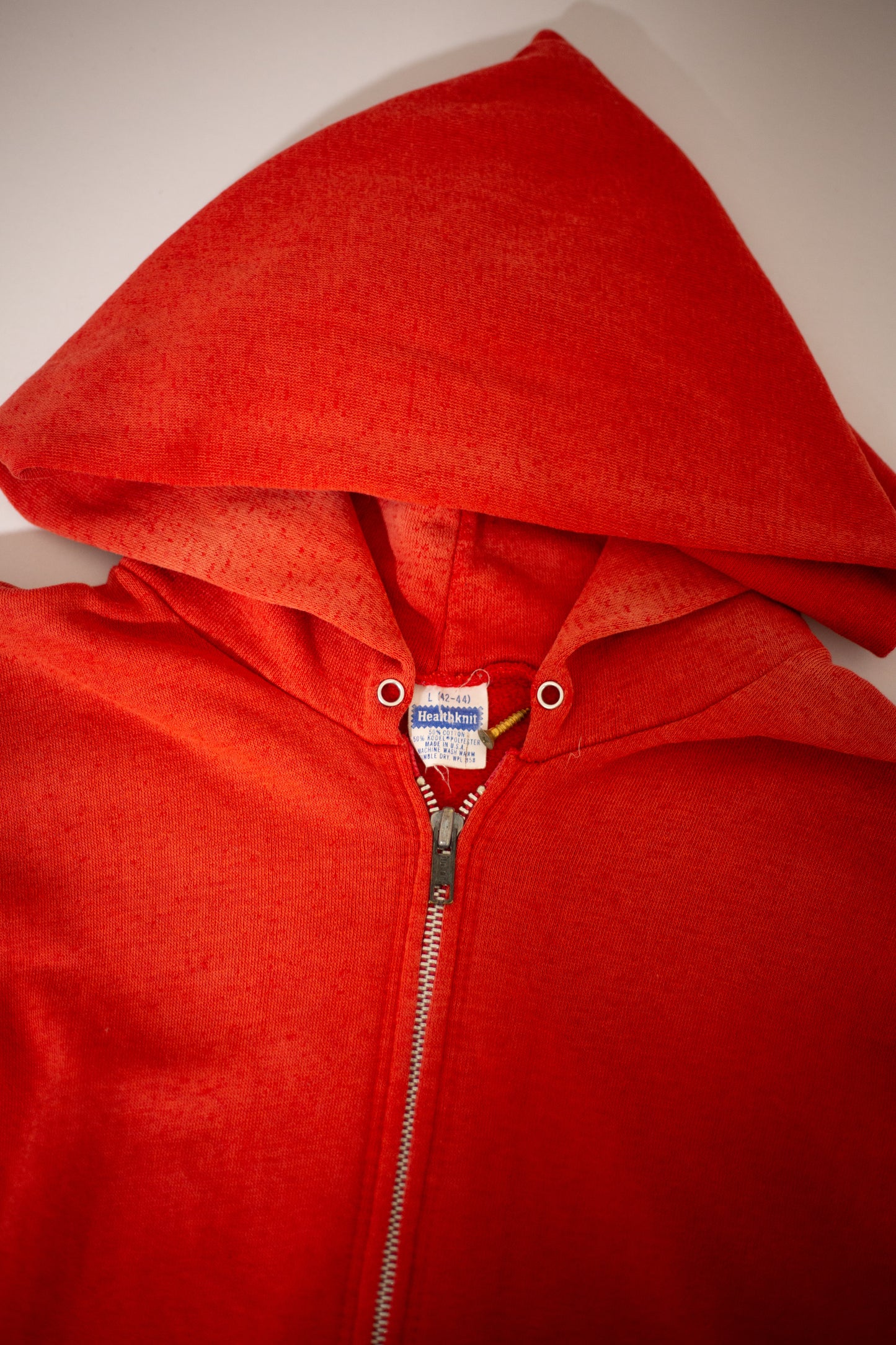 70's Healthknit Blank Sun Faded Zip-Up Hoodie | Small