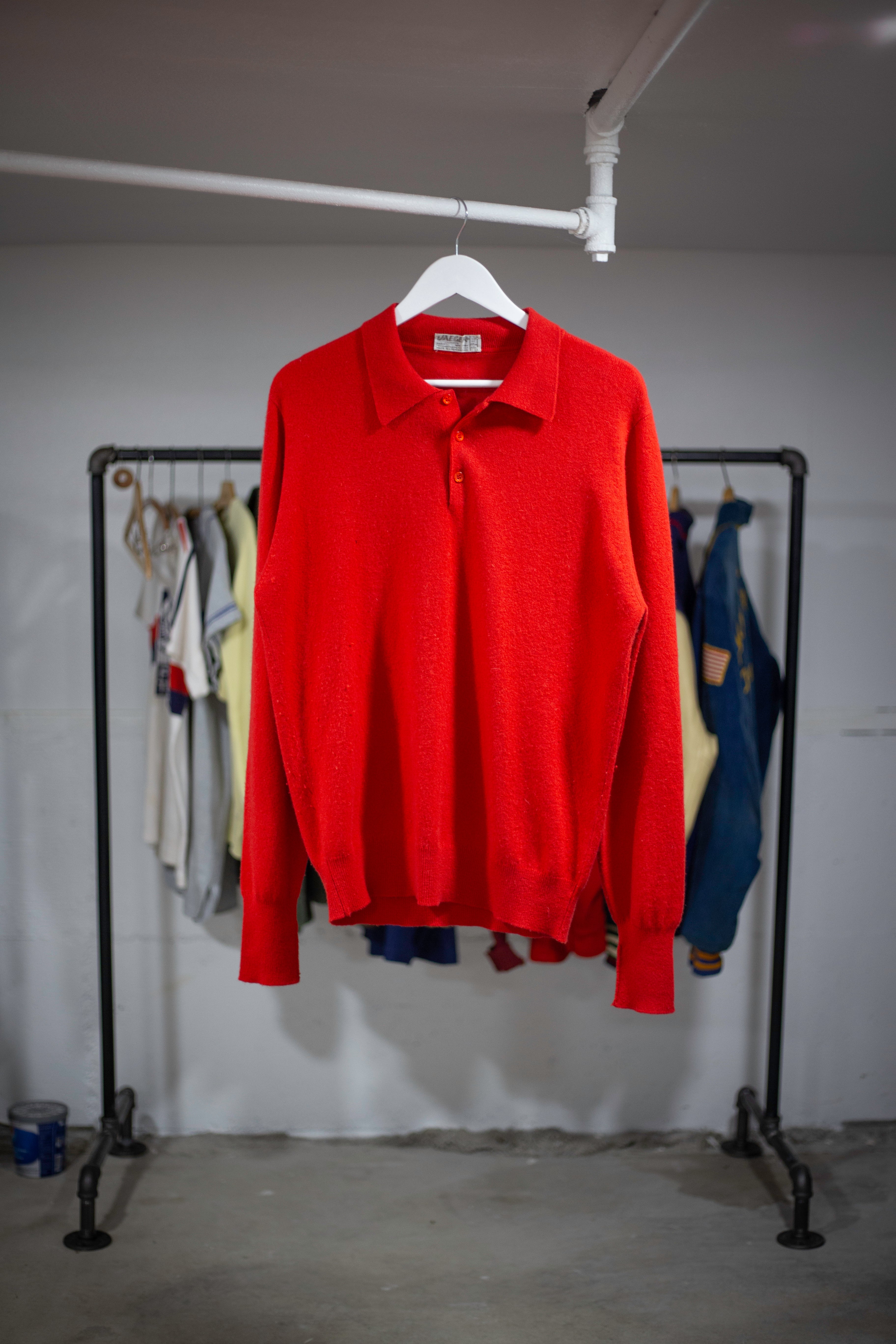 70's Jaeger Quarter-Zipped Polo Sweater | Large