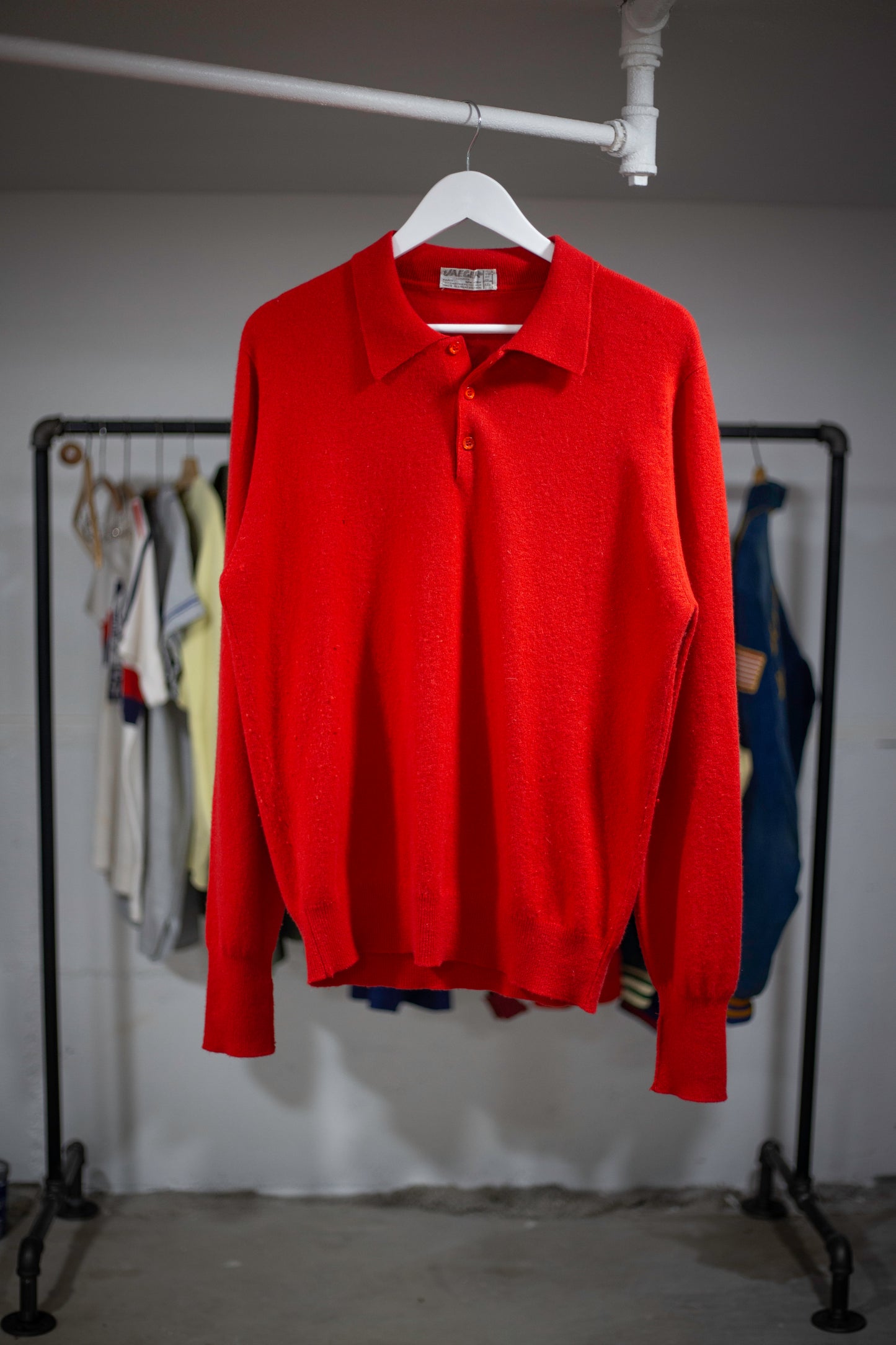 70's Jaeger Quarter-Zipped Polo Sweater | Large
