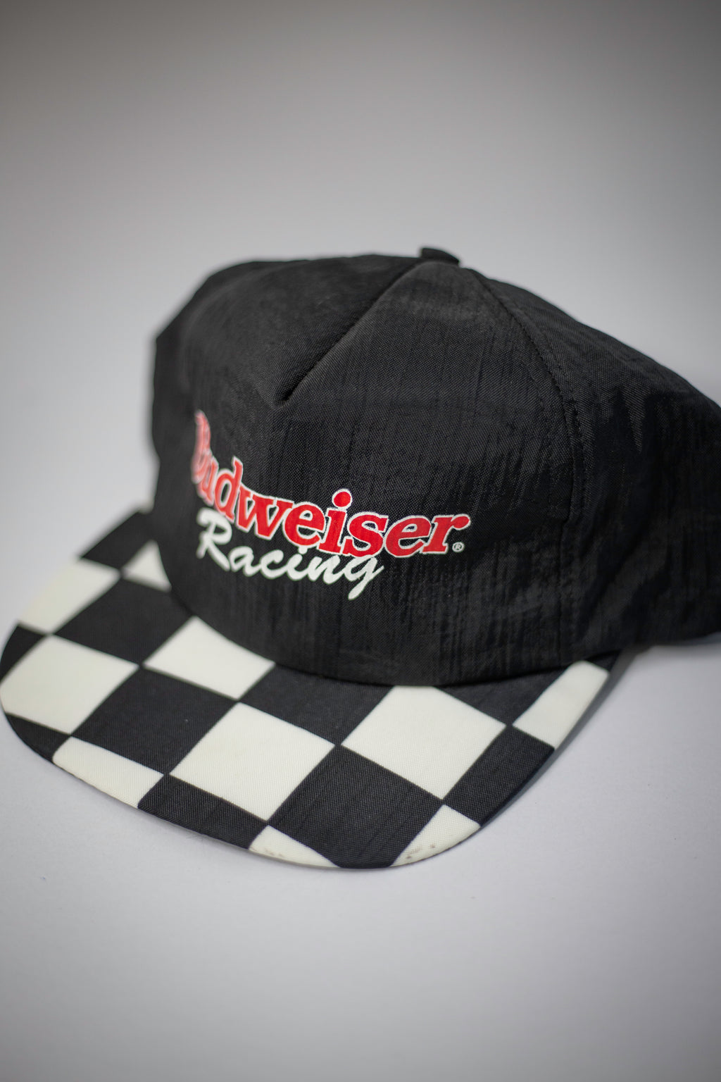 80's Budweiser Racing Checkered Snapback Hat