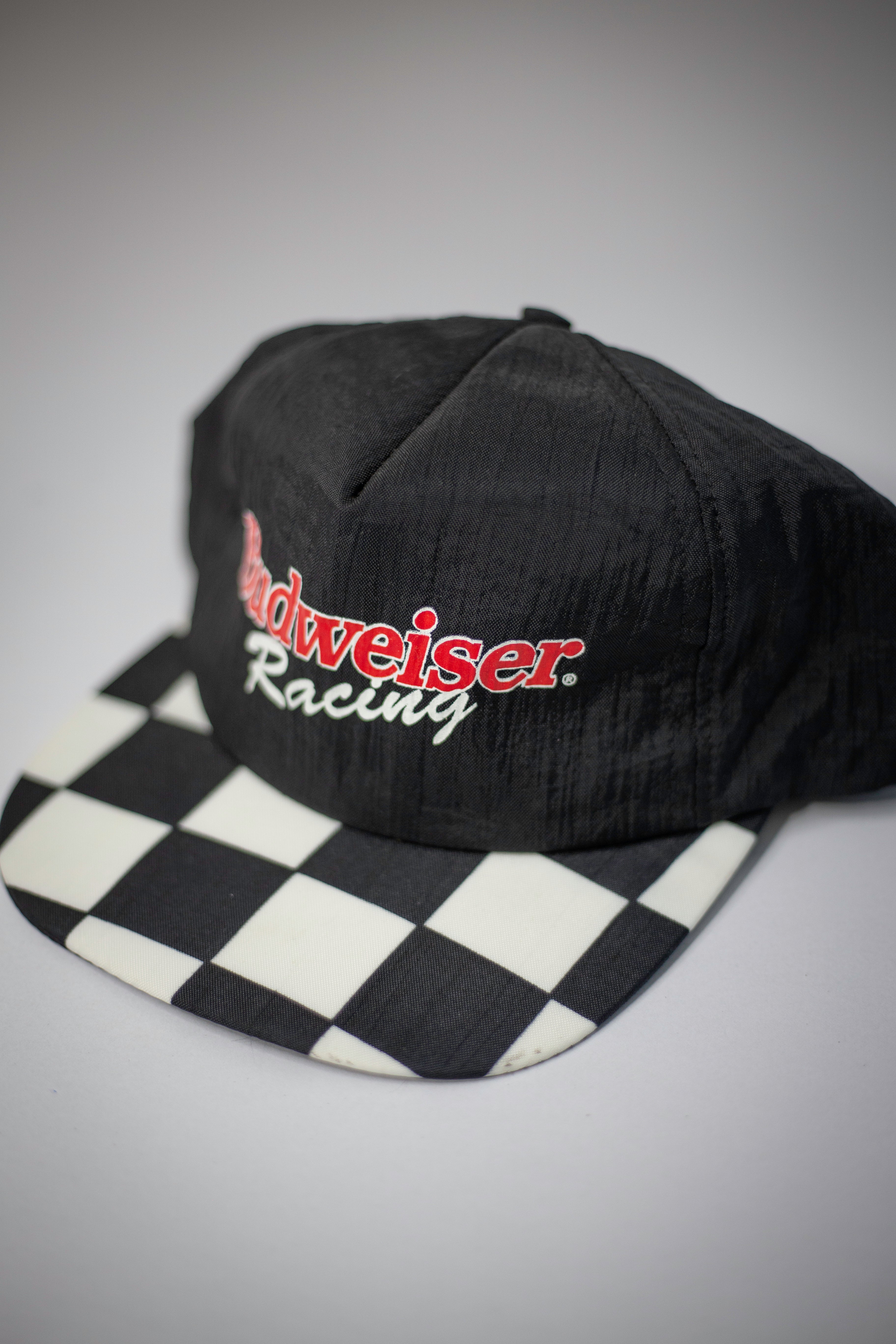 80's Budweiser Racing Checkered Snapback Hat