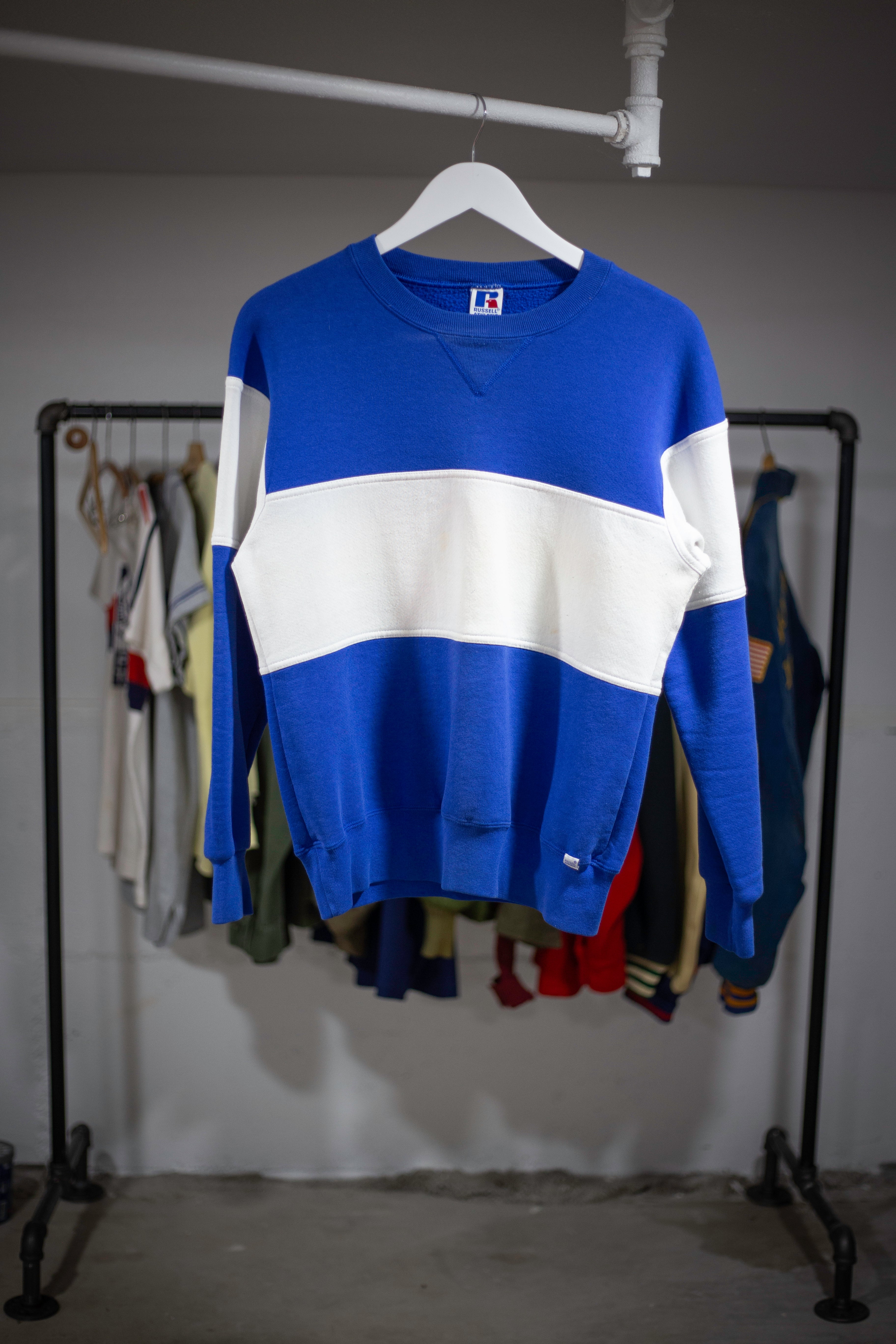 90's Striped Russell Sweatshirt | Medium