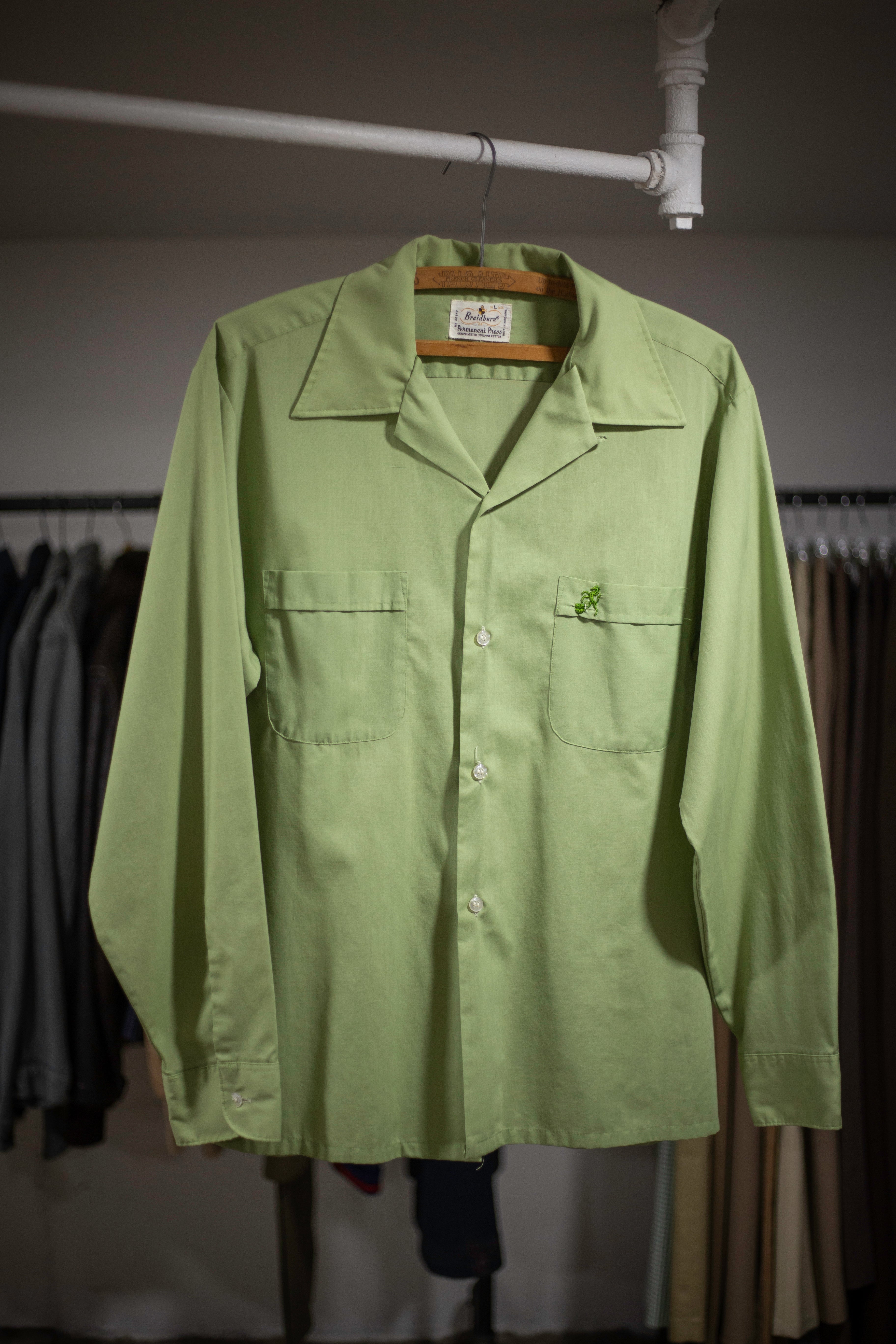 60's Braidburn Permanent Press Loop Collar Shirt | Large