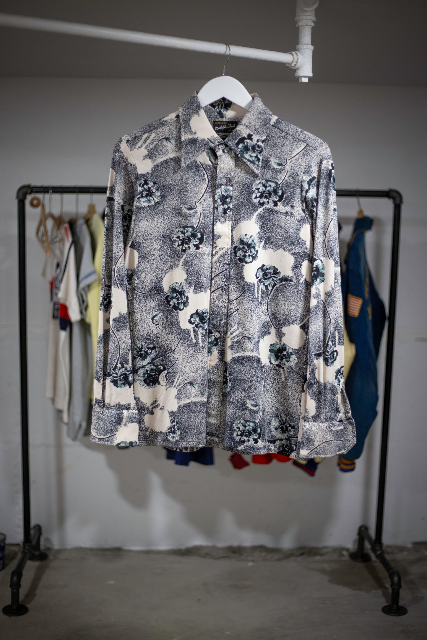 70's Christopher Rand Floral Nylon Shirt | Small