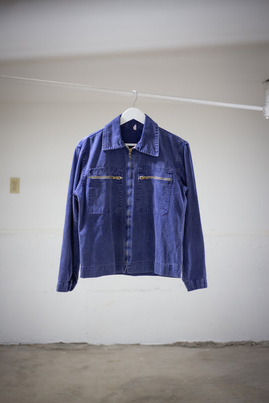 Vintage French Indigo Zip-Up Jacket | Medium