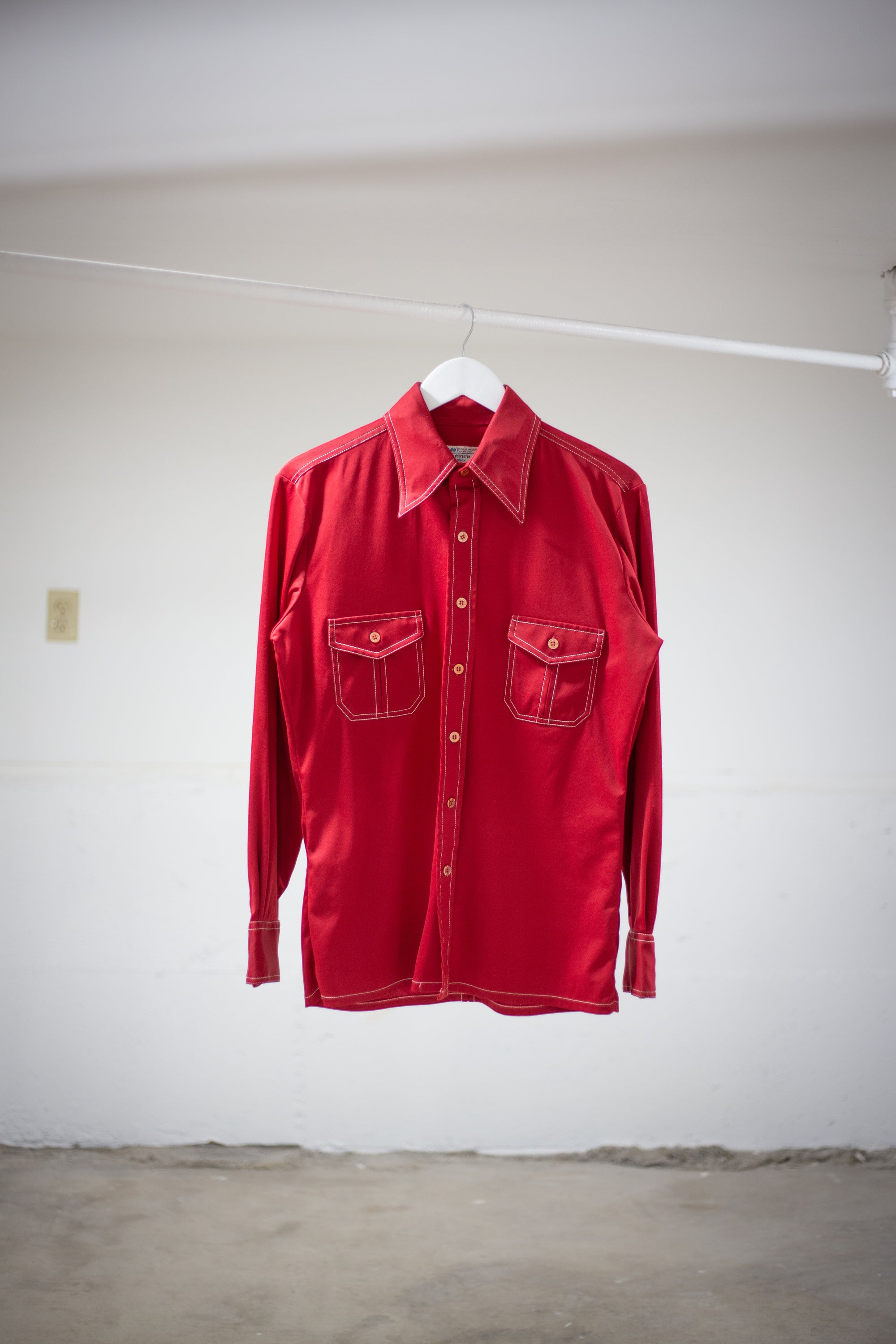 70's JCPenney Polyester Button-Up Shirt | Medium/Large