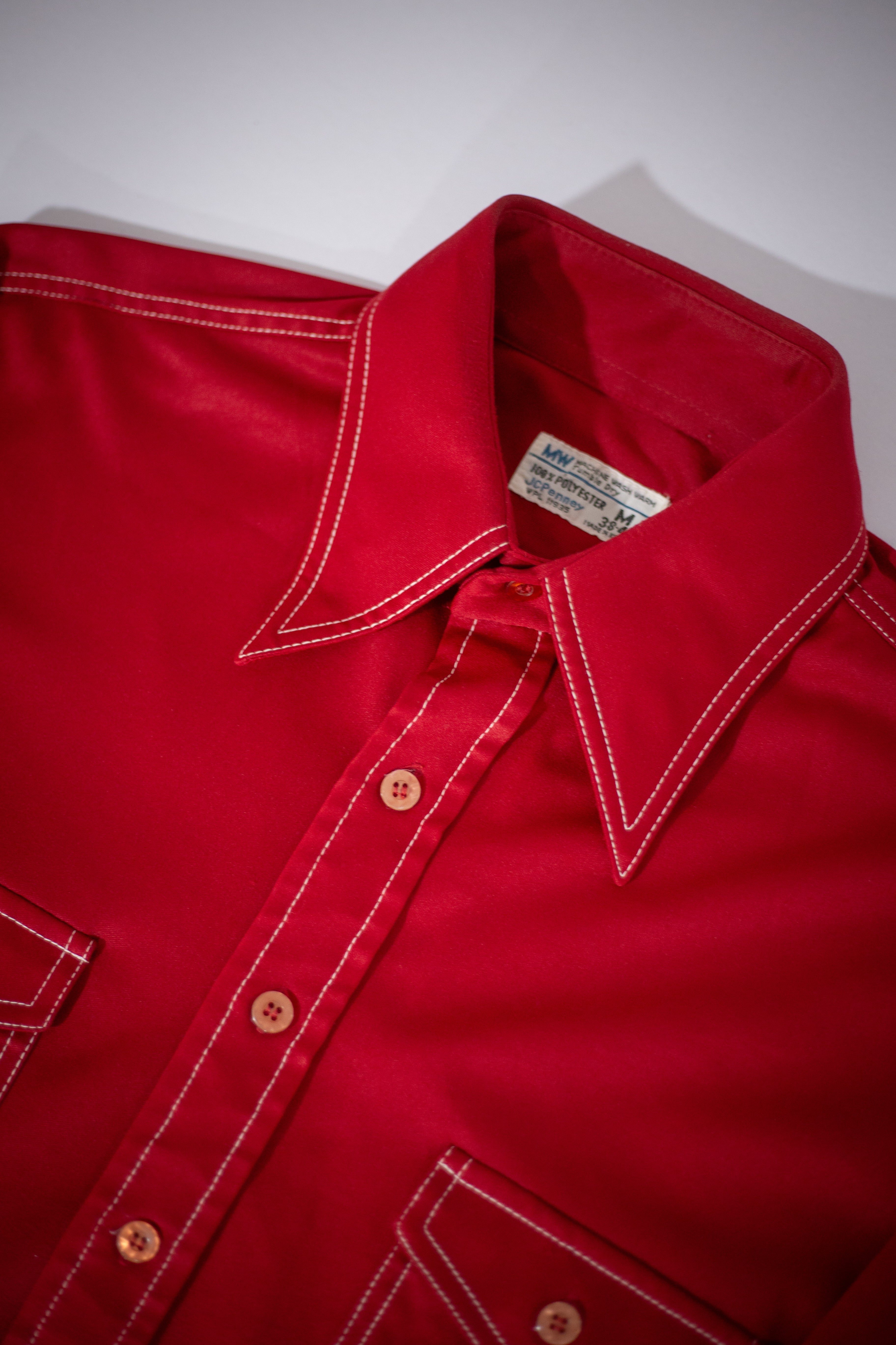 70's JCPenney Polyester Button-Up Shirt | Medium/Large