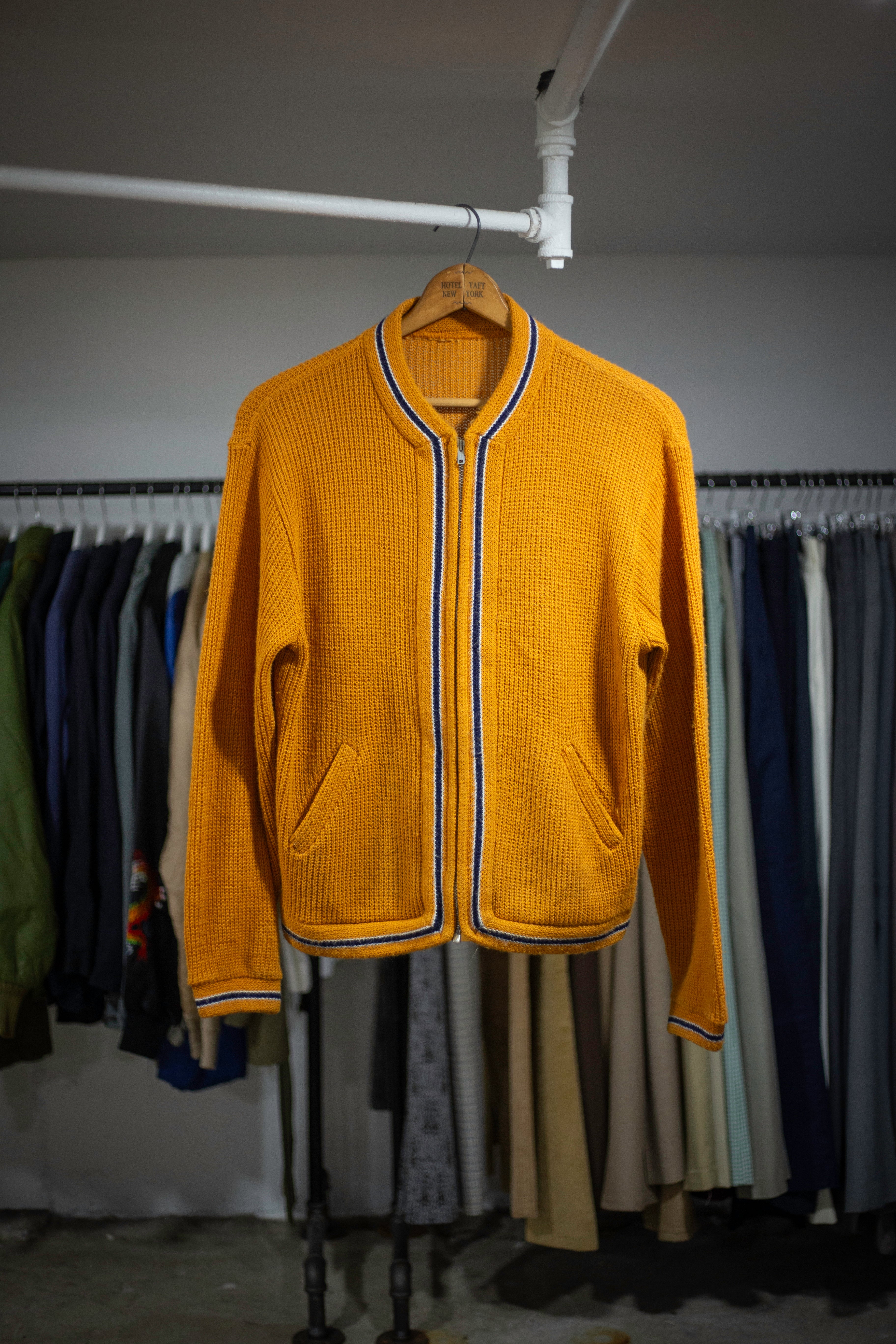 50's/60's Knit Zip-Up Sweater | Medium