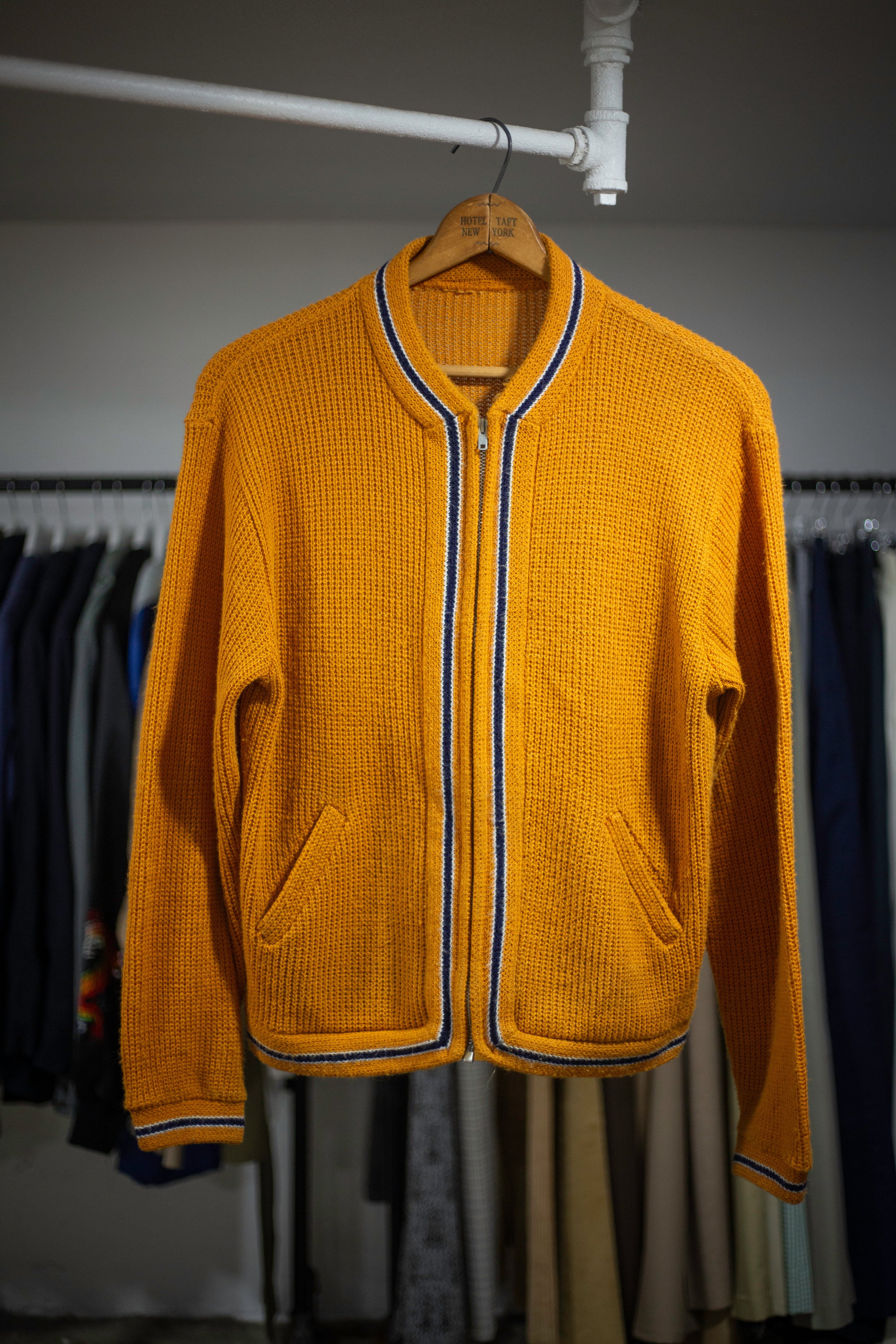 50's/60's Knit Zip-Up Sweater | Medium