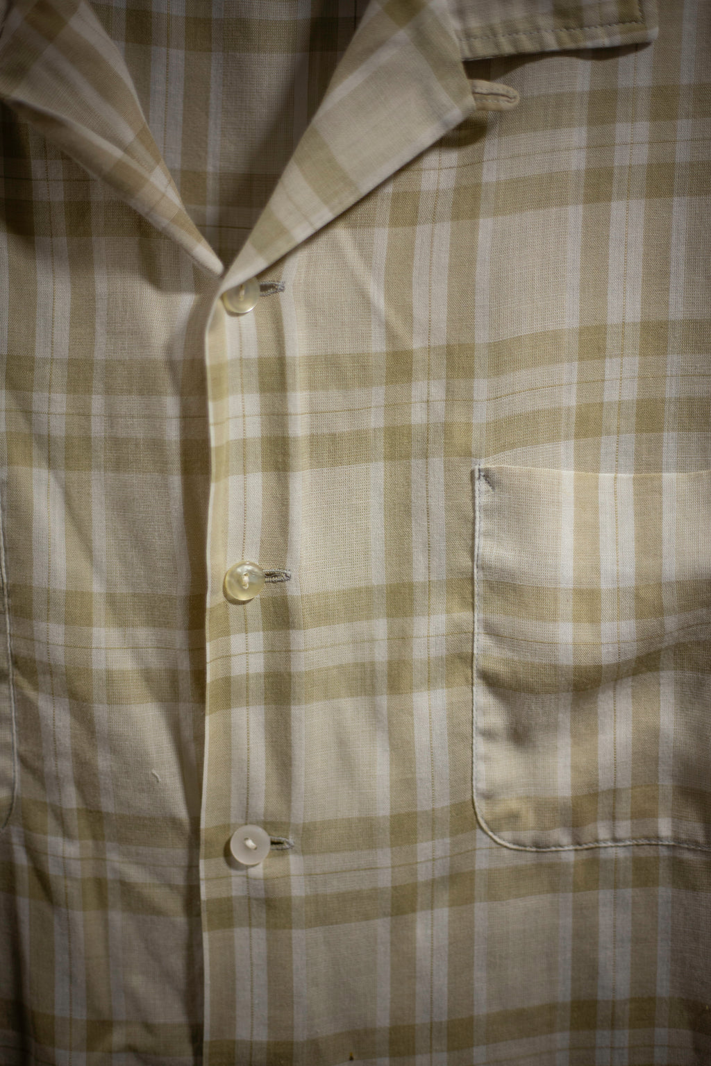 60's McGregor Plaid Loop Collar Shirt | Large