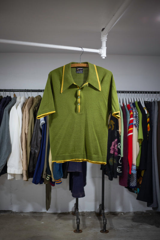 60's Penney's Knit Loop Collar Polo | Medium