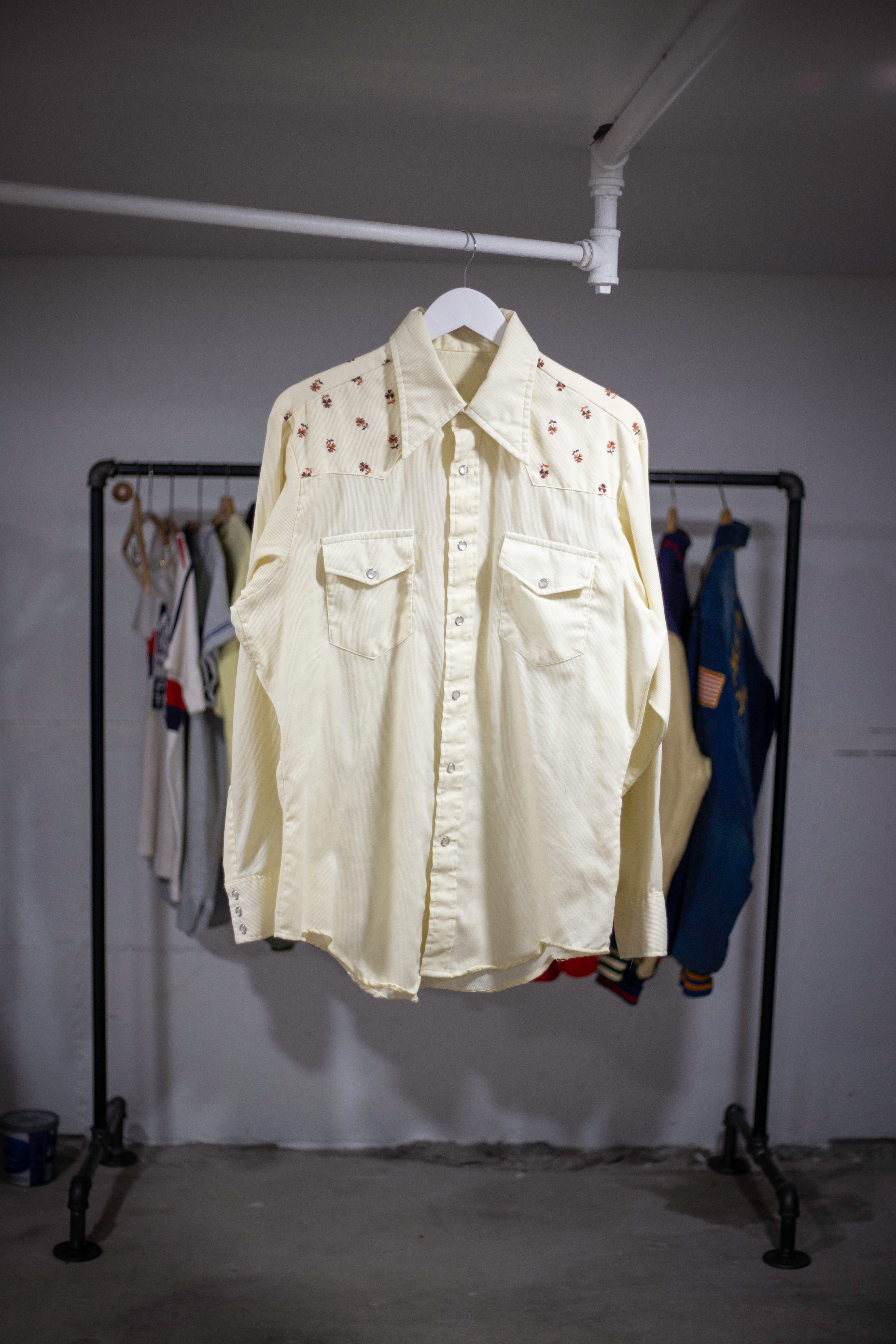 60's/70's Perma Prest Western Embroidered Shirt | Large