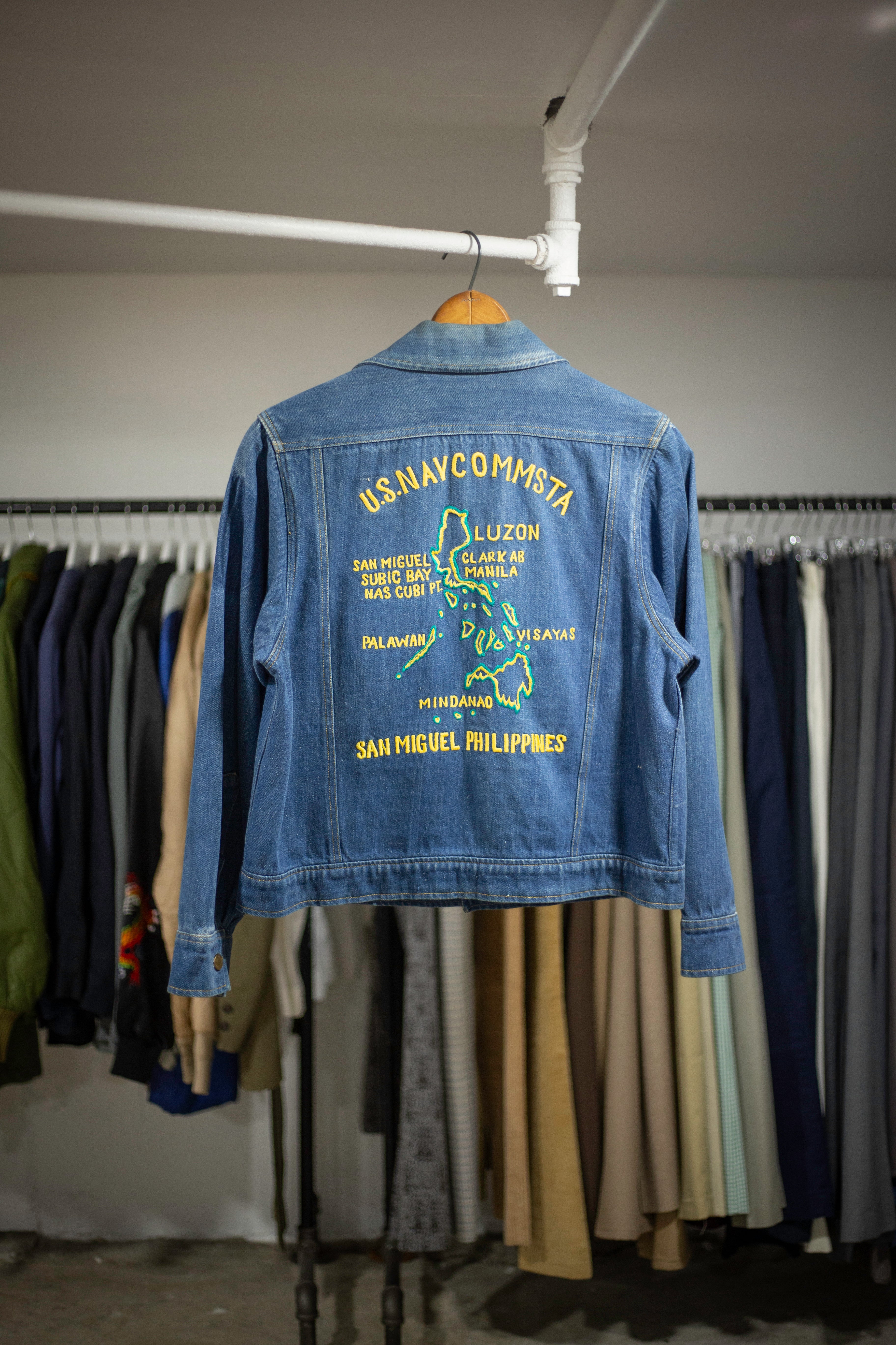 60's/70's USN Souvenir Selvedge Denim Jacket San Miguel Philippines | Medium/Large