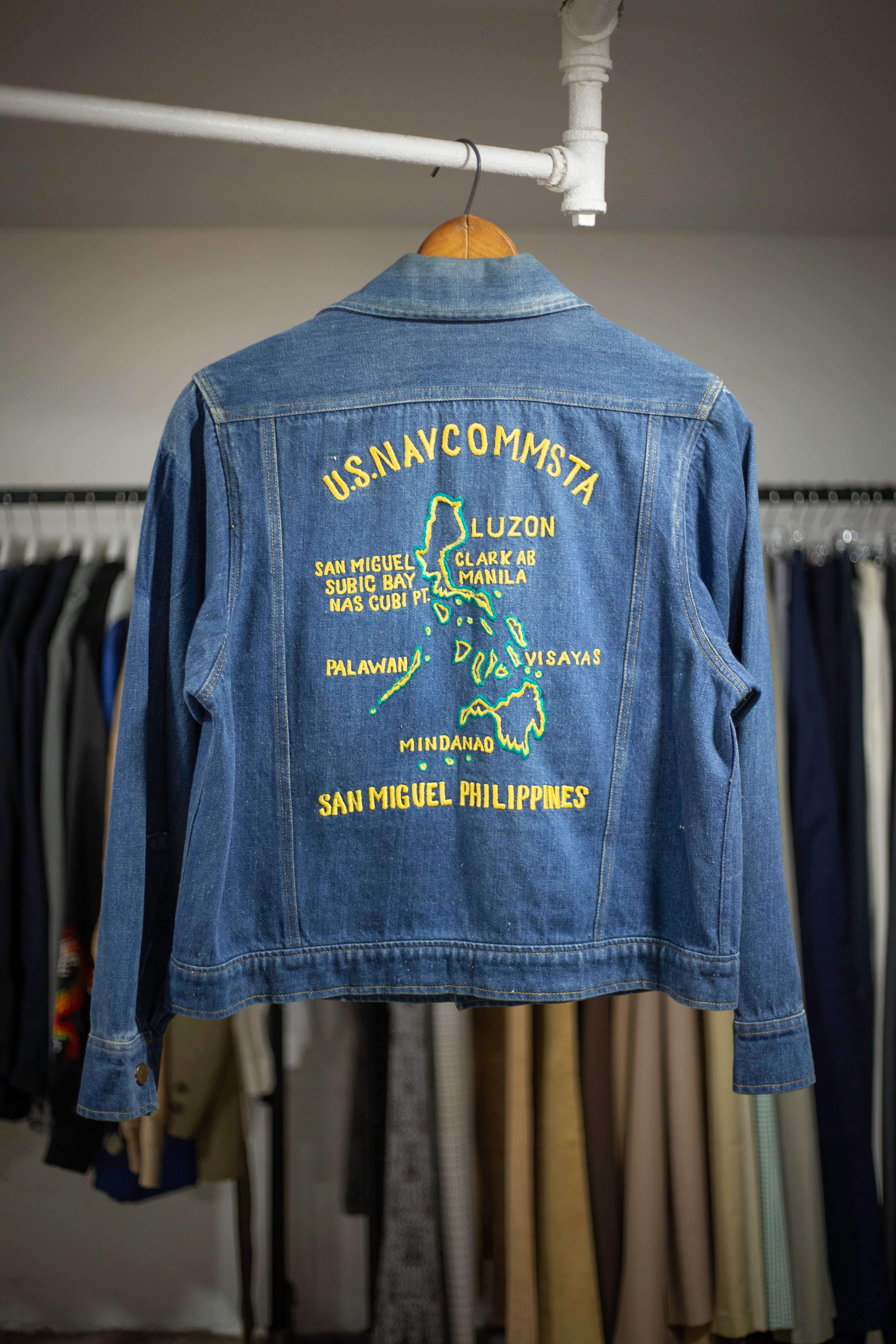 60's/70's USN Souvenir Selvedge Denim Jacket San Miguel Philippines | Medium/Large