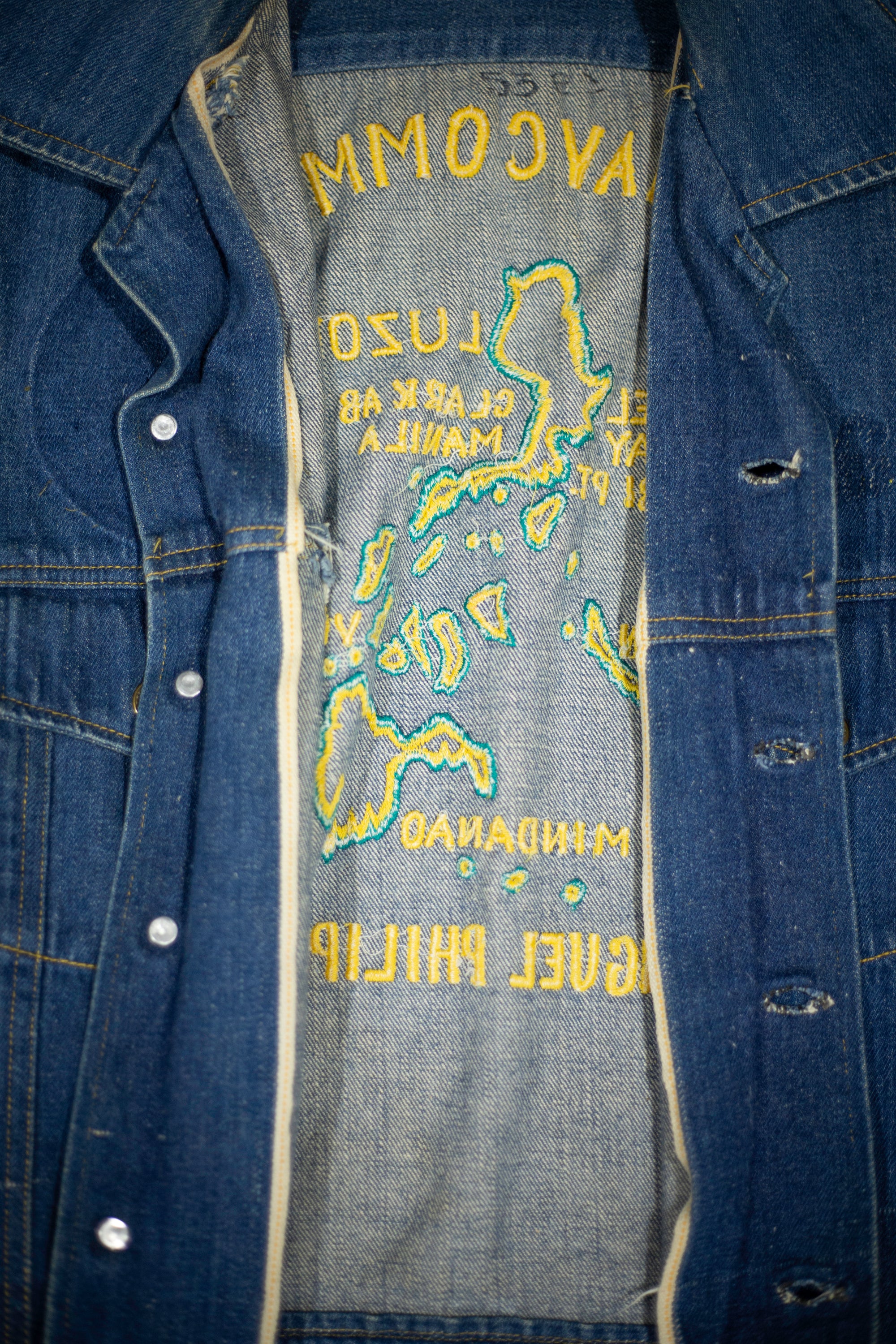 60's/70's USN Souvenir Selvedge Denim Jacket San Miguel Philippines | Medium/Large