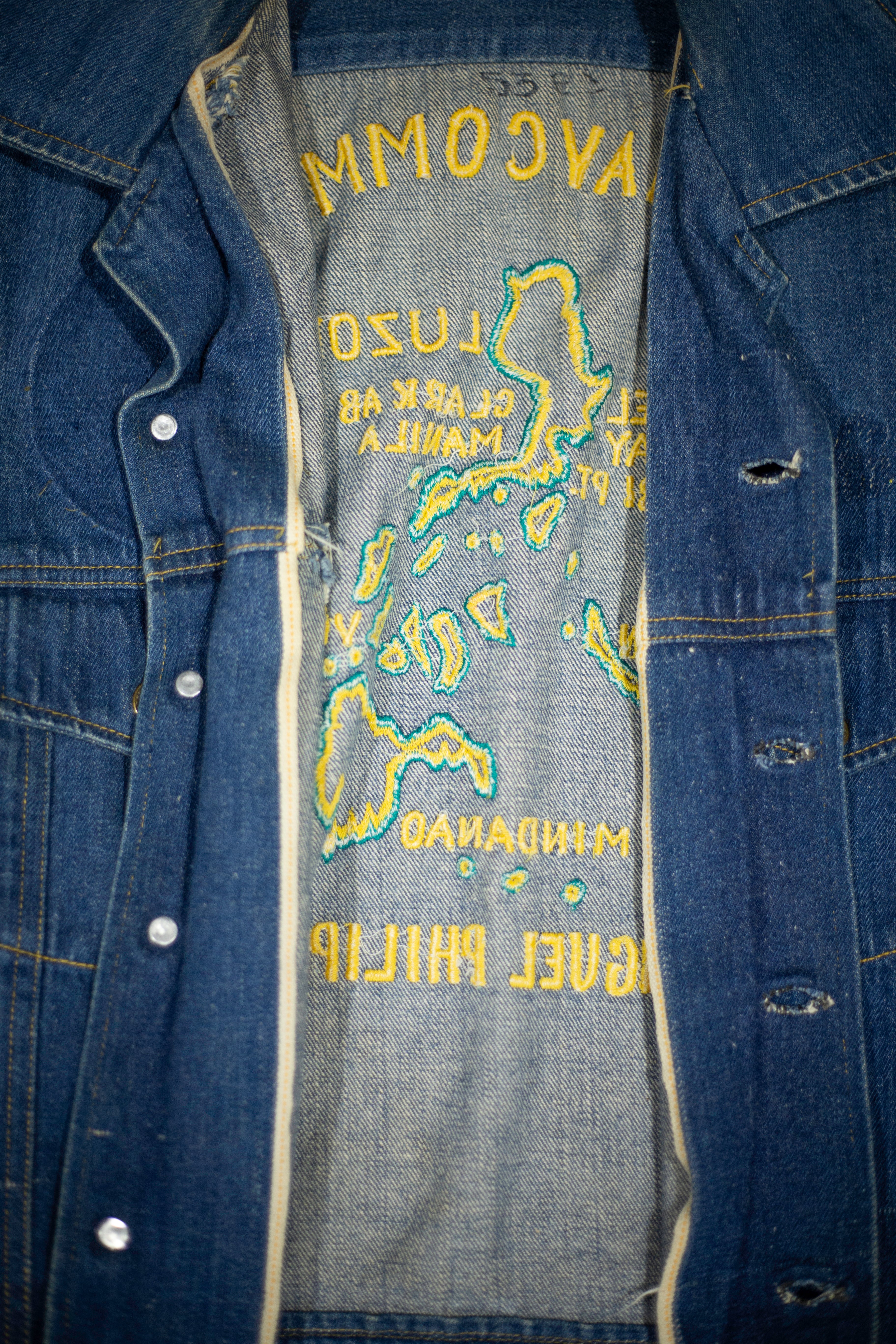 60's/70's USN Souvenir Selvedge Denim Jacket San Miguel Philippines | Medium/Large