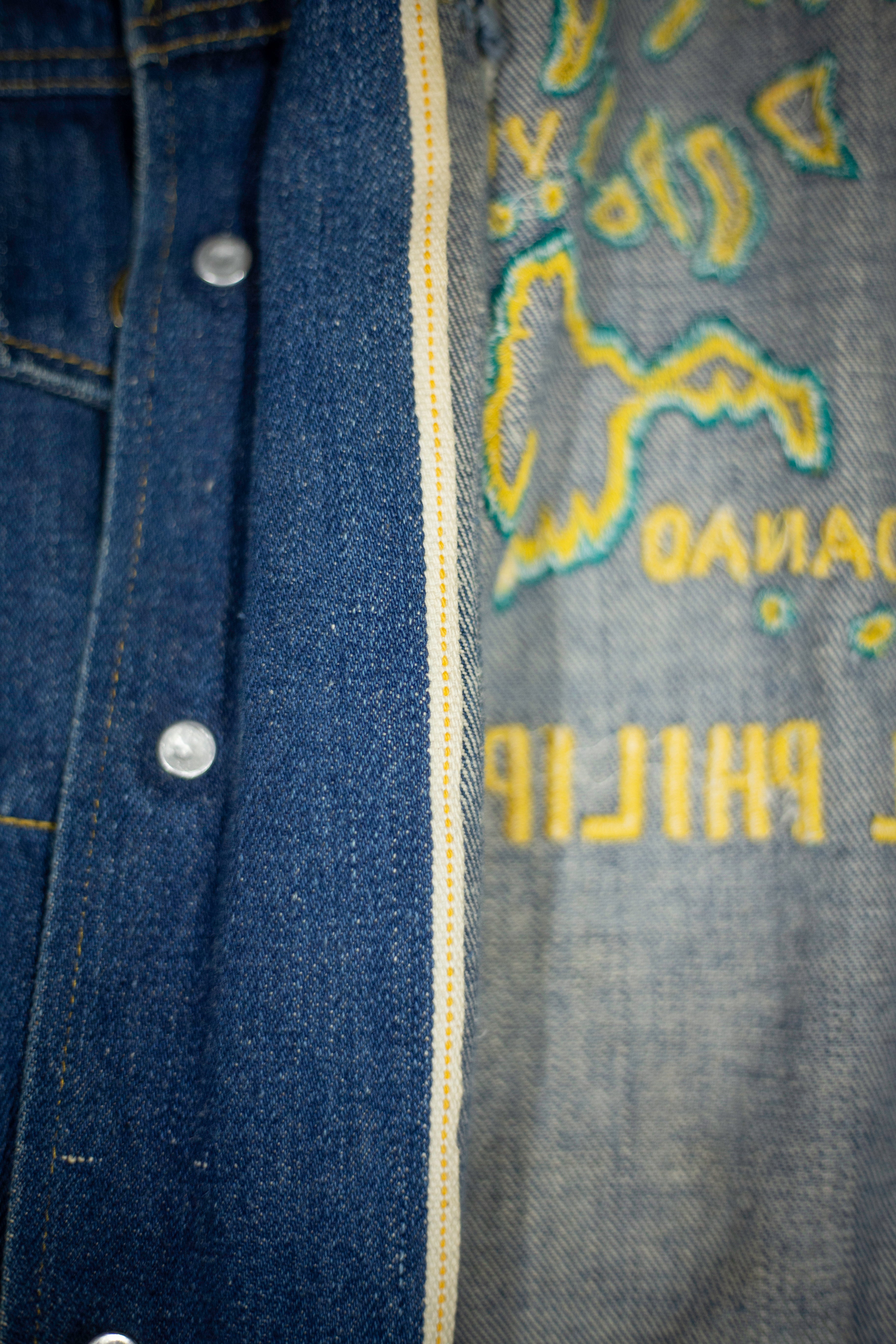 60's/70's USN Souvenir Selvedge Denim Jacket San Miguel Philippines | Medium/Large