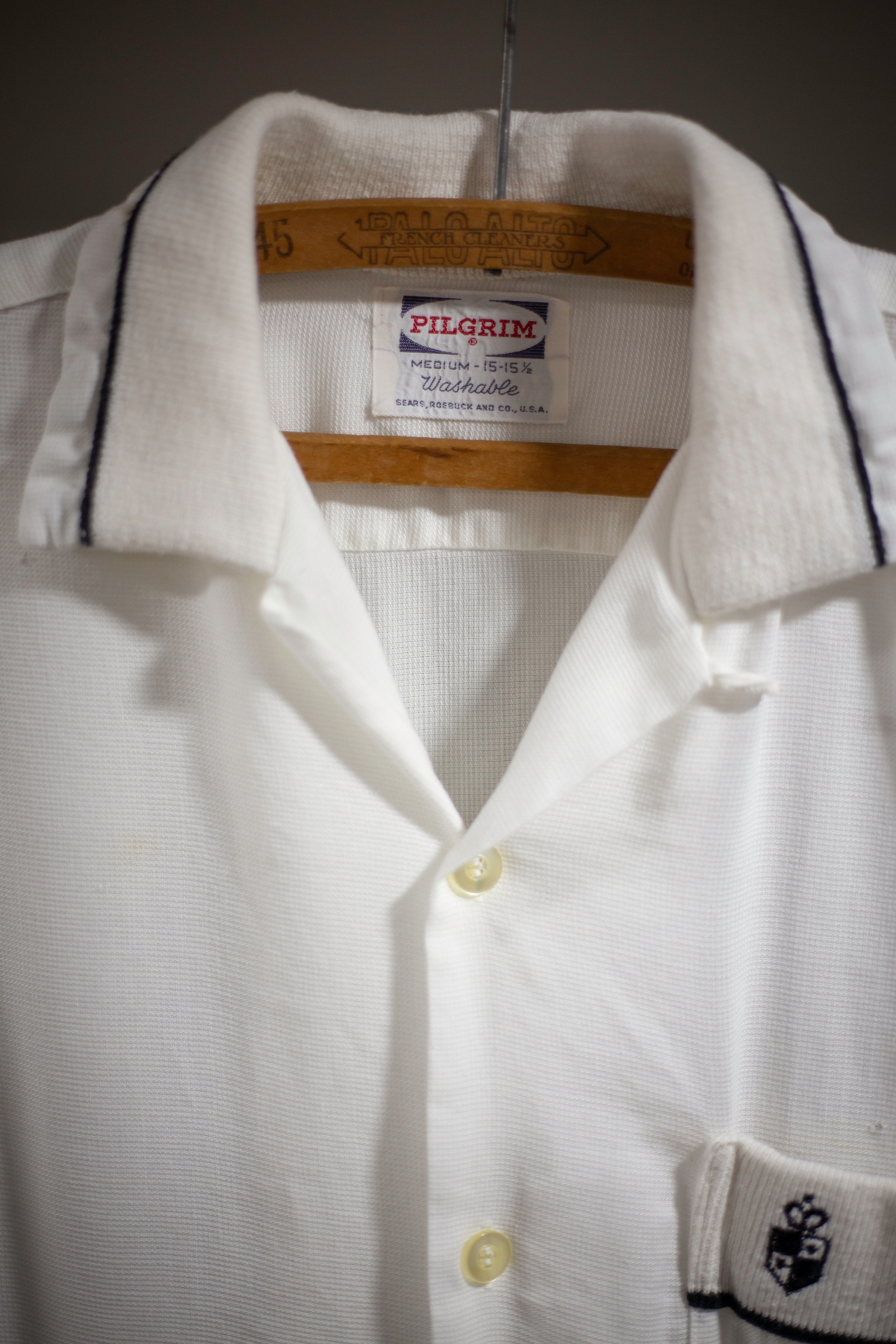50's Pilgrim Loop Collar Rayon Shirt | Medium