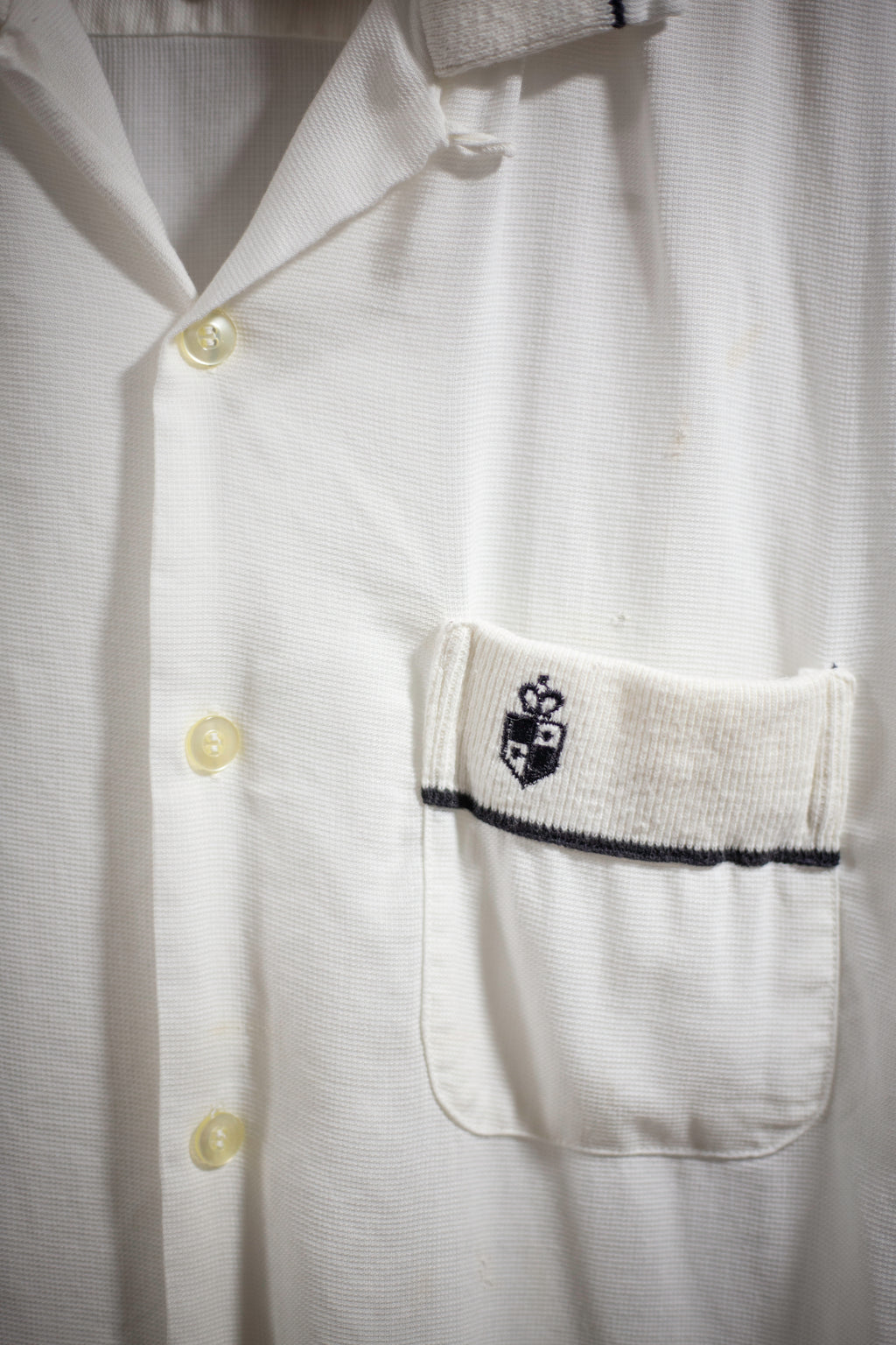 50's Pilgrim Loop Collar Rayon Shirt | Medium