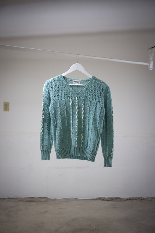 70's San Angelo Aldo Verdi Beaded Sweater | Medium