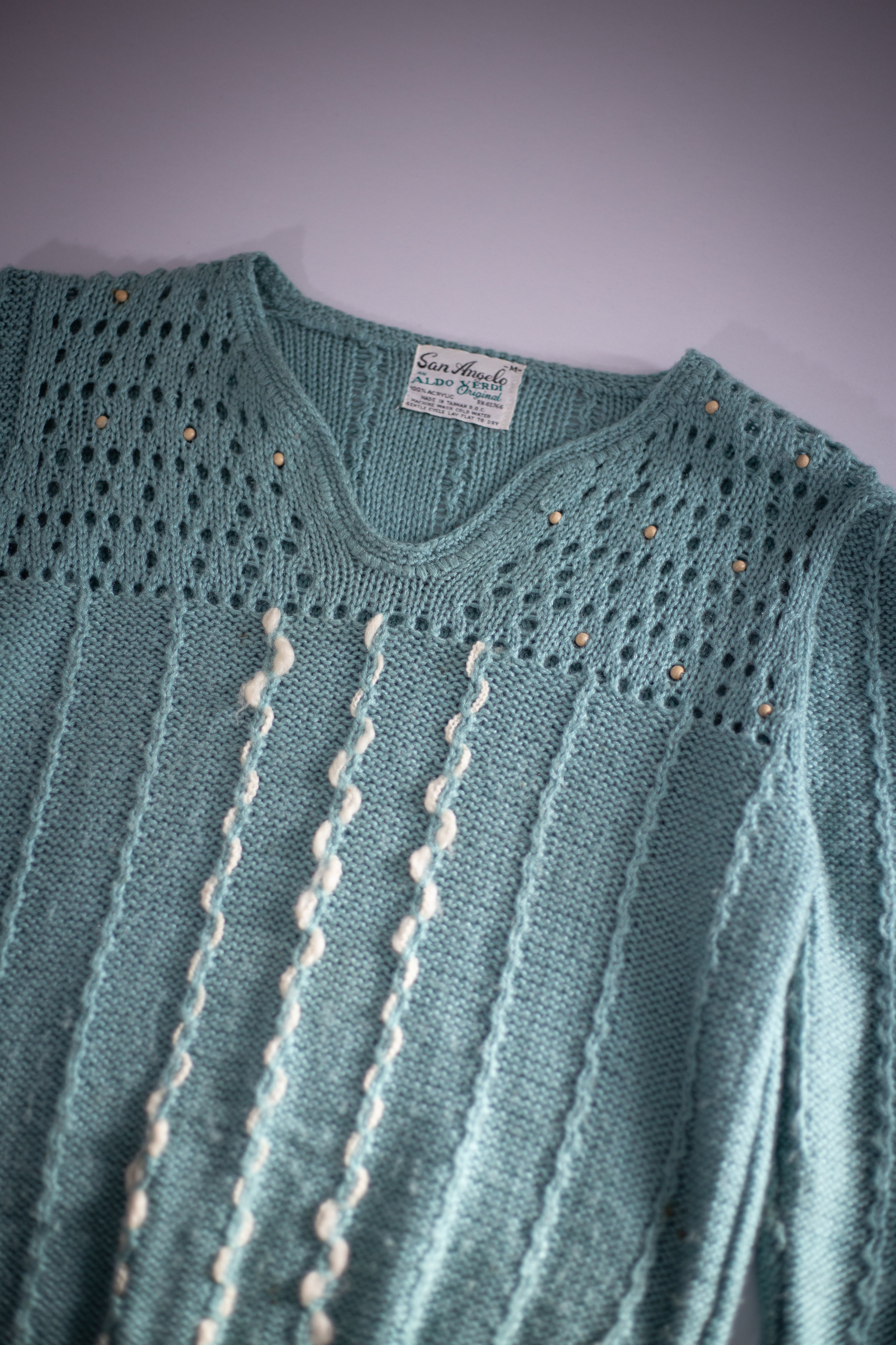 70's San Angelo Aldo Verdi Beaded Sweater | Medium