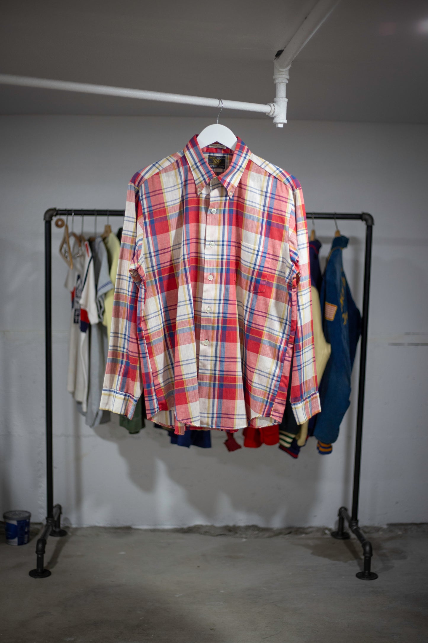 70's Sears Perma-Prest Plaid Shirt | Large