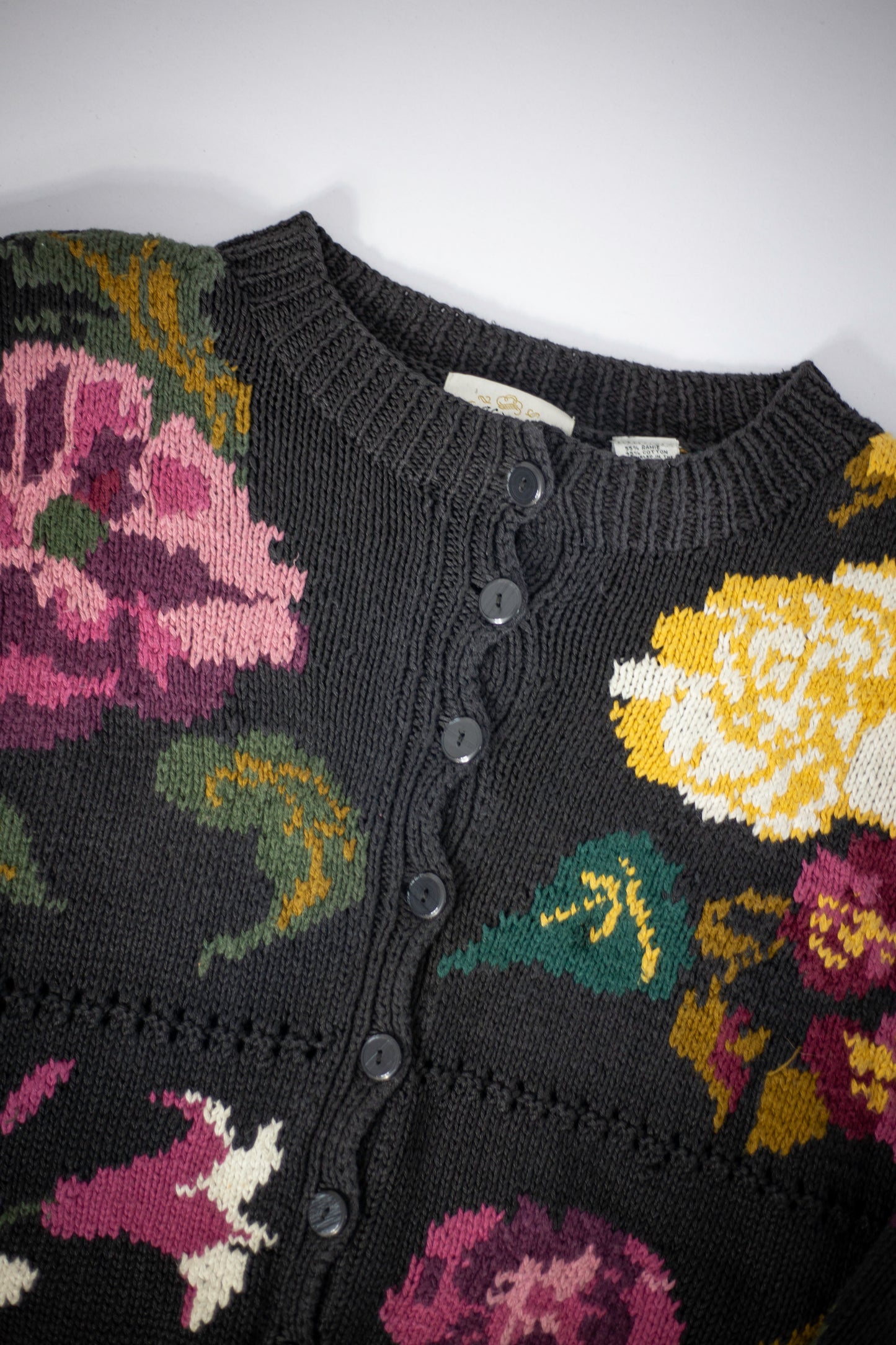 80's/90's Express Hand-Knit Floral Cardigan | X-Large